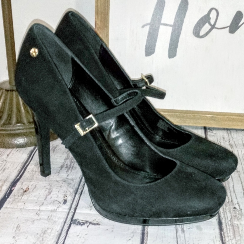 Calvin Klein Black Suede Stiletto Dress Pumps - Picture 3 of 13